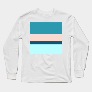 A fine combination of Oxford Blue, Blue Sapphire, Sea, Pale Cyan and Champagne Pink stripes. Long Sleeve T-Shirt